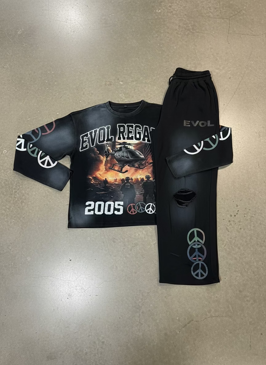 EVOL BAGGY DISTRESSED SWEATS